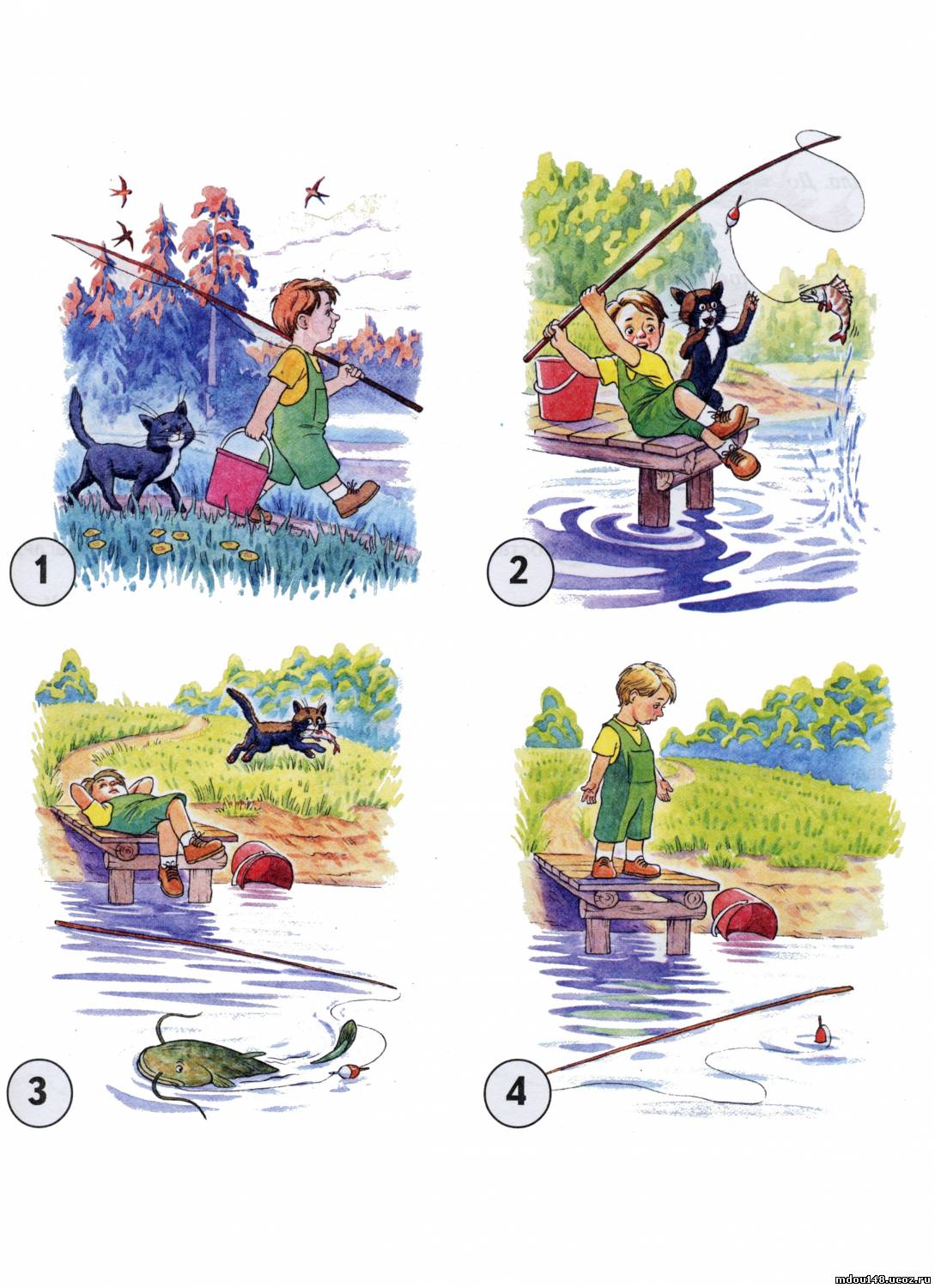 Серия сюжетных картинок рыбалка